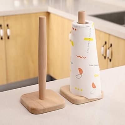 Multifunctional Wooden Rack Kitchen Roll Paper Towel Holder Bathroom Tissue Toilet Paper Stand Napkins Rack Table Decor Lightinthebox