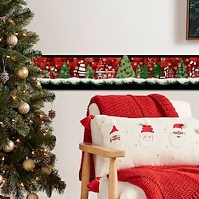 Christmas Wallpaper Border Tree Waistline Baseboard Peel and Stick Self Adhesive PVC/Vinyl Modern Waterproof Wall Decal for Room 10x240cm/3.93''x94.49'' miniinthebox