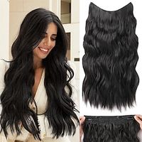 Hair Exetensions 20 Inch Clip in Hair Extensions with Invisible Wire Adjustabel Size Long Wave Hair Extensions with 4 Secure Clips for Women miniinthebox - thumbnail