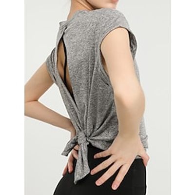 Women's Running T-Shirt Quick Dry Solid Color Split Cut Out Pink Pink Dark Gray Yoga Fitness Crew Neck Short Sleeves High Elasticity Summer Lightinthebox