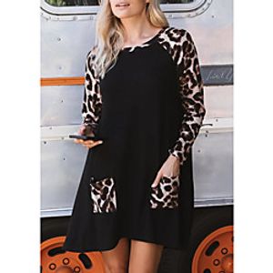 Women's A Line Dress Short Mini Dress Black Long Sleeve Leopard Print Spring Summer Casual 2021 S M L XL XXL Lightinthebox