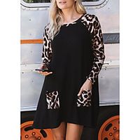 Women's A Line Dress Short Mini Dress Black Long Sleeve Leopard Print Spring Summer Casual 2021 S M L XL XXL Lightinthebox - thumbnail