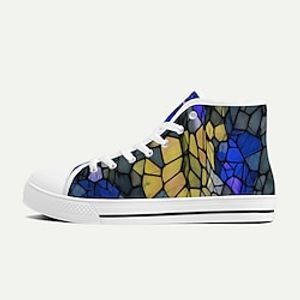 Men's Sneakers Casual Shoes Print Shoes 3D Print Plus Size Classic Casual Daily Canvas Lace-up Yellow Red Blue Summer Spring Fall Lightinthebox