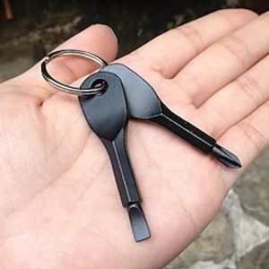 2pcs/Set, Portable  Slotted Screwdriver Key Ring, Multi-Functional Mini Pocket Repair Tool Gadget, Camping Accessories miniinthebox