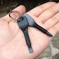 2pcs/Set, Portable  Slotted Screwdriver Key Ring, Multi-Functional Mini Pocket Repair Tool Gadget, Camping Accessories miniinthebox - thumbnail
