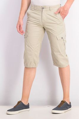 Mens Woven Pattern Bermudas Cargo Shorts Beige Mens Woven Pattern Bermudas Cargo Shorts Beige