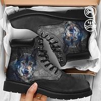 Men's Wolf Watercolor Graphic Print Comfort Large Size Lace Up Booties Lightinthebox - thumbnail