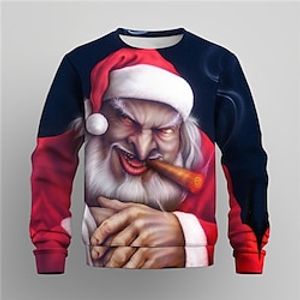 Graphic Santa Claus Merry Christmas Fashion Daily Casual Men's 3D Print Pullover Sweatshirt Christmas Holiday Vacation Sweatshirts Red Purple Orange Crew Neck Print Spring   Fall Designer Lightinthebox