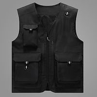 Men's Vest Gilet Comfortable Sports  Outdoor Daily Wear Vacation Single Breasted V Neck Fashion Basic Casual Jacket Outerwear Plain Multiple Pockets Black Yellow Red Lightinthebox - thumbnail