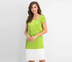 Womens Colorblock Shortsleeves Dress  Lime Green