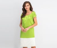 Womens Colorblock Shortsleeves Dress  Lime Green - thumbnail