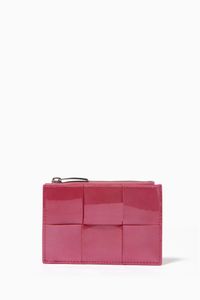 Zipped Card Case in Intrecciato Patent Leather