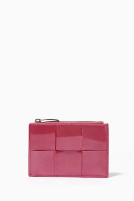 Zipped Card Case in Intrecciato Patent Leather Zipped Card Case in Intrecciato Patent Leather