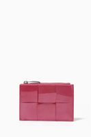 Zipped Card Case in Intrecciato Patent Leather - thumbnail