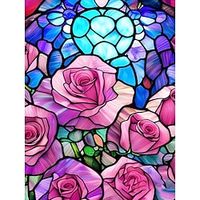 1pc Floral DIY Diamond Painting Glass Crystal Painted Pink Rose Diamond Painting Handcraft Home Gift Without Frame miniinthebox