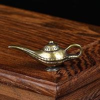 Copper Aladdin's lamp Statue, Elegant Hand Painted Pattern Mini Praying Decoration Lifelike Exquisite Antique for Desk, Solid Copper Antique Micro-Carved Antique Bronze Ware Metal Art Small Ornaments Lightinthebox - thumbnail