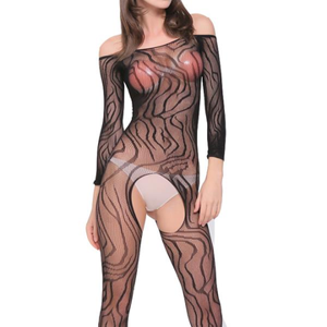 Open Crotch Off Shoulder Temptation Bodystocking