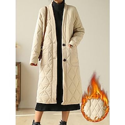 Women's Parka Long Puffer Jacket Quilted Coat Thicken Winter Coat Thermal Warm Windproof Heated Coat Single Breasted Outerwear Long Sleeve Fall Black Beige L XL 2XL Lightinthebox Women's Parka Long Puffer Jacket Quilted Coat Thicken Winter Coat Thermal Warm Windproof Heated Coat Single Breasted Outerwear Long Sleeve Fall Black Beige L XL 2XL Lightinthebox