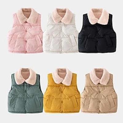 Kids Unisex Vest Coat Sleeveless Black White Yellow Solid Color Button Spring Fall Cool School 7-13 Years Lightinthebox