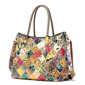 Women's Crossbody Bag Top Handle Bag Shoulder Bag Nappa Leather Cowhide Zipper Plaid Daily Rainbow Lightinthebox