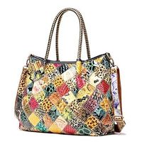 Women's Crossbody Bag Top Handle Bag Shoulder Bag Nappa Leather Cowhide Zipper Plaid Daily Rainbow Lightinthebox - thumbnail