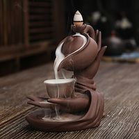 Incense Holder with 20 Backflow Incense Cones,Ceramic Incense Burner Buddha Hand Censer Holder Indoor Smoke Backflow Incense Fountain Buddhist Altar Table Decor Lightinthebox - thumbnail