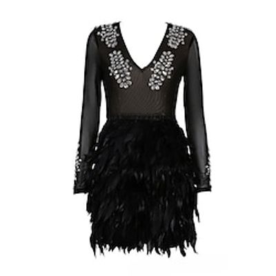 Women's Black Swan Ballerina Dancer Performance Dancing Dress Tiered Tutu Gown Cute Party Tulle Feather Gray Black Dress miniinthebox
