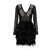 Women's Black Swan Ballerina Dancer Performance Dancing Dress Tiered Tutu Gown Cute Party Tulle Feather Gray Black Dress miniinthebox - thumbnail