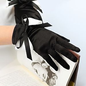 Satin Wrist Length Glove Elegant  Simple Style With Bowknot Wedding  Party Glove Lightinthebox