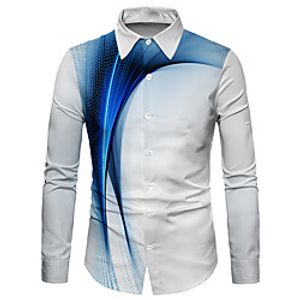 Men's Shirt 3D Print Streamer 3D Print Button-Down Long Sleeve Casual Tops Casual Fashion Comfortable Blue  Sports Lightinthebox