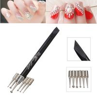 Black Nail Dotting Drawing Pen Holder Tool With Replaceable 6Pcs Pens Heads