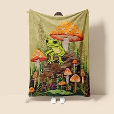 Mushroom Quilt Art Pattern Big Blanket Super Soft Throw Blanket Novelty Flannel Warm 3D Printed All Seasons Room Decor Gifts Big Blanket Lightinthebox