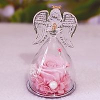 Valentines Day Birthday Gifts For Women Mom Grandma Wife Light Up Glass Angel Figurine With Unique Preserved Pink Rose Flower Gifts Angel Guardian Wit Valentine's Day for Her Lightinthebox - thumbnail