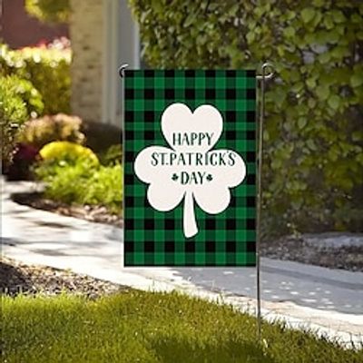 Saint Patrick Day Garden Flag 12x18Inch Outdoor Decorations Welcome Garden Patio Flag Lucky Clover Yard Gnomes Rainbow Flag Double Sided Holiday Outdoor Flags 1pc Lightinthebox