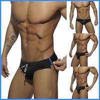 Men's Swim Briefs Daily Beach Breathable Quick Dry Zipper Drawstring Elastic Waist Plain Short Sport Casual Activewear Yellow Red Micro-elastic Lightinthebox - thumbnail