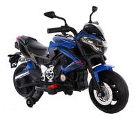 Megastar Ride On Kawasaki Styled 12 V Ride On Motorcycle Rubber Tires Hand Driven - Blue (UAE Delivery Only)