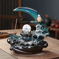 Moon Backflow Incense Holder,Waterfall Incense Burner, Ceramic Hand-Made Incense Fountain Burner With Backflow Incense Cones, Aromatherapy Home Decoration Yoga, Aromatherapy Home Decoration Lightinthebox - thumbnail