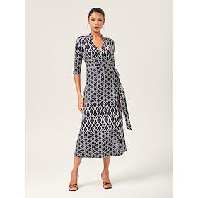 Geometric Print Stretch Wrap Dress