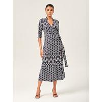 Geometric Print Stretch Wrap Dress