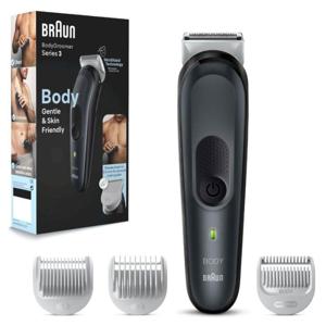 Braun Body Groomer Series 3, Gentle On Skin, Even In Sensitive Areas, Full Body With SkinShield Technology, Waterproof, 80Min Runtime, 3 Tools - BG 3340