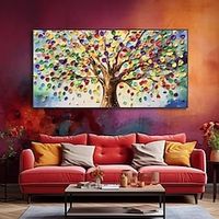 Handmade Oil Painting Canvas Wall Art Decoration Modern 3D Palette Knife Thick Oil Light Luxury Color Money Tree Living Room Horizontal for Home Decor Rolled Frameless Unstretched Painting Lightinthebox