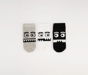 Kids Boys 3-Pack Printed Socks  Black/Grey