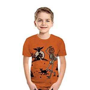 Kids Boys' T shirt Tee Short Sleeve Pumpkin 3D Print Animal Orange Children Tops Summer Active Daily Wear Halloween Regular Fit 3-12 Years miniinthebox