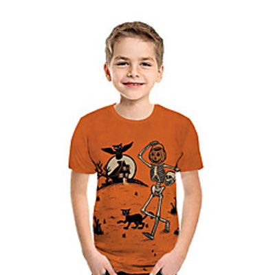 Kids Boys' T shirt Tee Short Sleeve Pumpkin 3D Print Animal Orange Children Tops Summer Active Daily Wear Halloween Regular Fit 3-12 Years miniinthebox