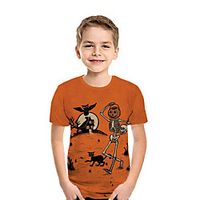 Kids Boys' T shirt Tee Short Sleeve Pumpkin 3D Print Animal Orange Children Tops Summer Active Daily Wear Halloween Regular Fit 3-12 Years miniinthebox - thumbnail