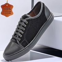 Men's Sneakers Formal Shoes Dress Shoes Casual British Gentleman Office  Career Party  Evening Leather Italian Full-Grain Cowhide Comfortable Slip Resistant Lace-up Black Lightinthebox - thumbnail