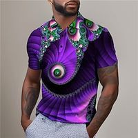 Paisley Ethnic Men's Subcultural 3D Print Polo Shirt Party Vacation Streetwear Pique Polo Shirt Short Sleeve Turndown Polo Shirts Wine Purple Summer S M L Micro-elastic Lapel Polo Lightinthebox