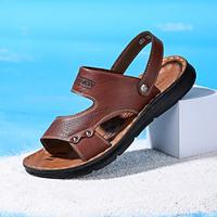 Men's Sandals Slippers Flip-Flops Comfort Sandals Slides Walking Sporty Casual Beach Outdoor PU Breathable Slip-on Brown Summer Fall Lightinthebox