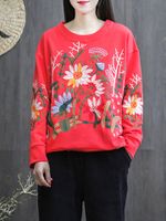 Floral Embroidery Women Sweatshirts