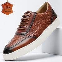 Men's Sneakers Formal Shoes Dress Shoes Casual British Gentleman Office Career Party Evening Leather Italian Full-Grain Cowhide Comfortable Slip Resistant Lace-up Black Brown Lightinthebox